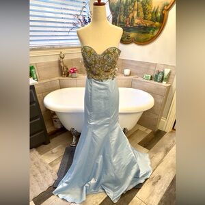 Vienna Elegant Holiday Blue Gown w/ Beaded Bodice Special Goddess Dress 2